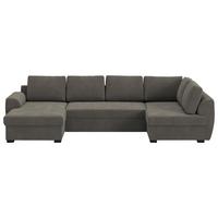 Wohnlandschaft m. Bettfunktion Cord anthrazit, B: 327cm - Anthrazit/Schwarz, Trend, Textil (154/327/86cm) - MID.YOU