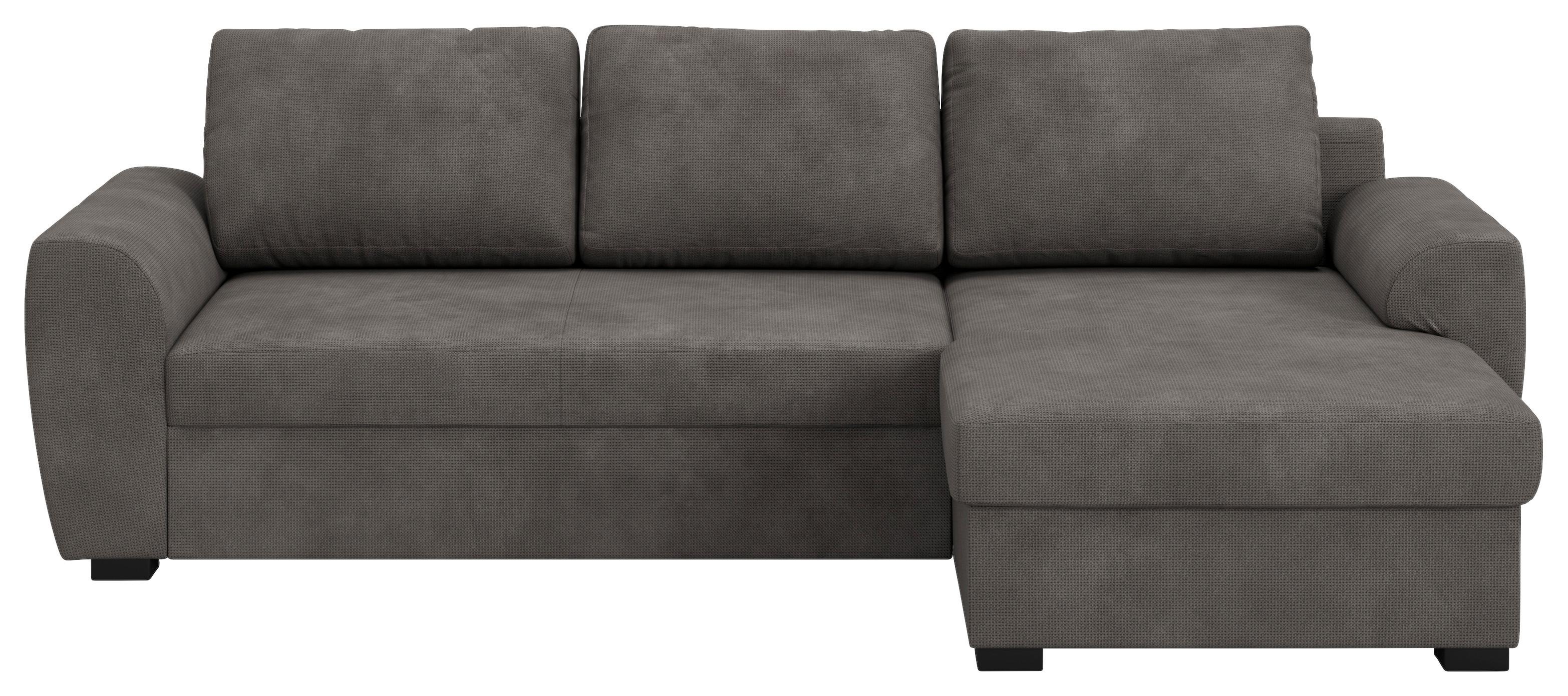 Ecksofa mit Bettfunktion Mikrofaser grau, B: 253cm - Schwarz/Grau, Trend, Textil (253/154cm) - MID.YOU