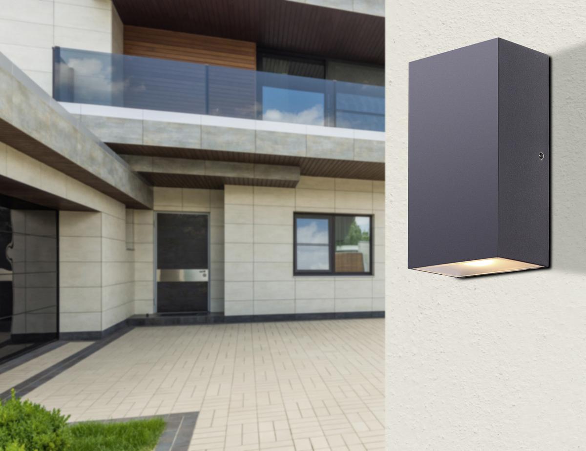 LED-Außenleuchte 12 Watt Glas - Klar/Grau, Design, Glas/Metall (9/5,5/16cm) - Globo