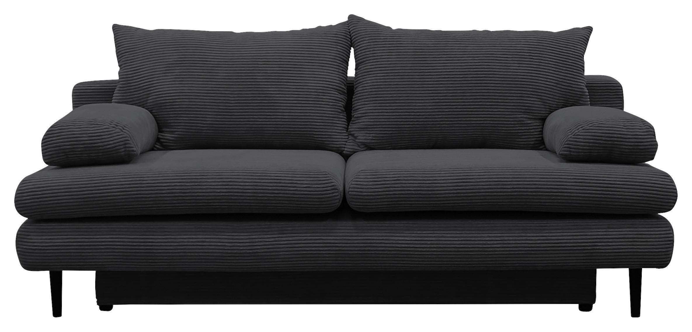 2-sitzer-sofa Mit Schlaffunkt. Fiore Und Bettkasten Grau - Dunkelgrau/Schwarz, Design, Textil (202/85/99cm) - P & B