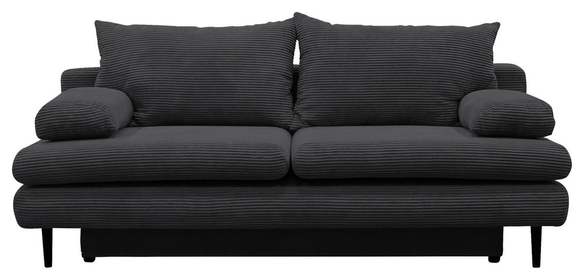 2-sitzer-sofa Mit Schlaffunkt. Fiore Und Bettkasten Grau - Dunkelgrau/Schwarz, Design, Textil (202/85/99cm) - P & B