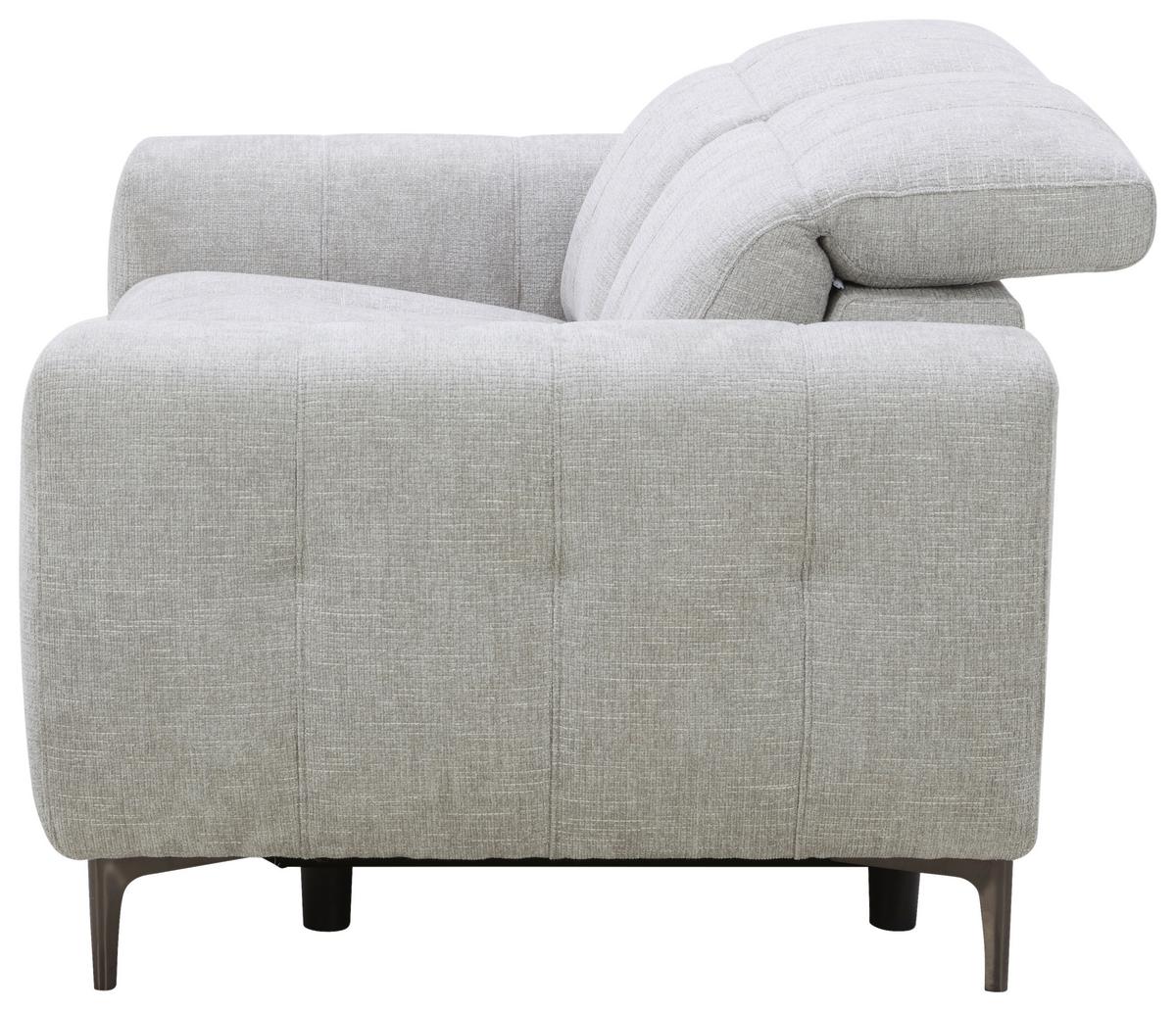 Dvojmiestna pohovka ALVARO, sivý zamat, relax.funkcia - sivá/prírodná farba, Modern, kov/drevo (182/79/109cm) - Mömax