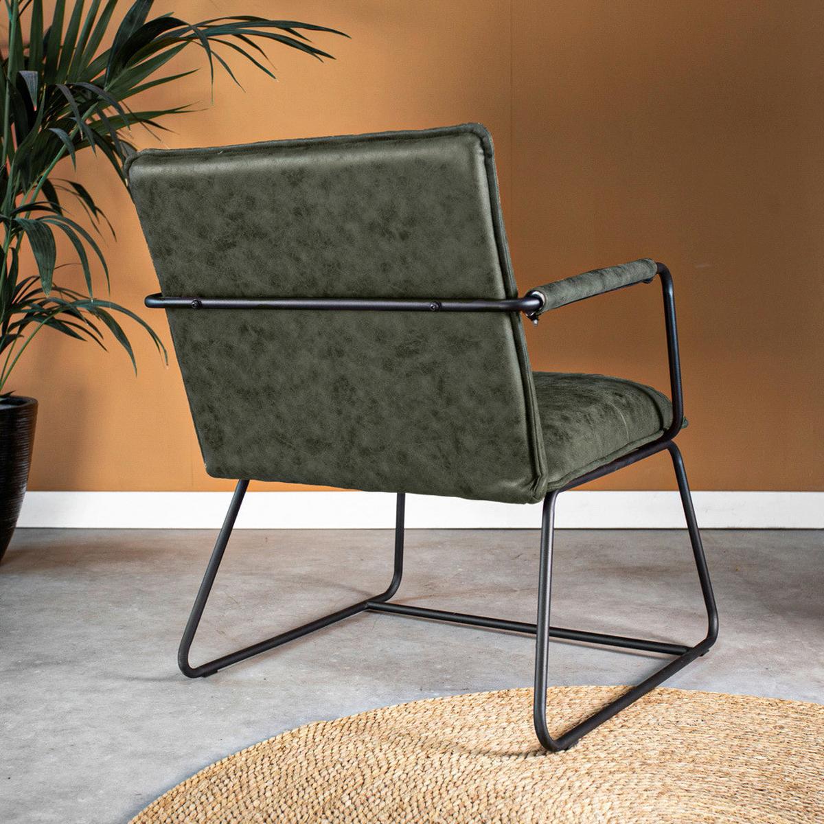 Sessel Bilbao - Schwarz/Grün, MODERN, Textil/Metall (65/80/68cm) - MID.YOU
