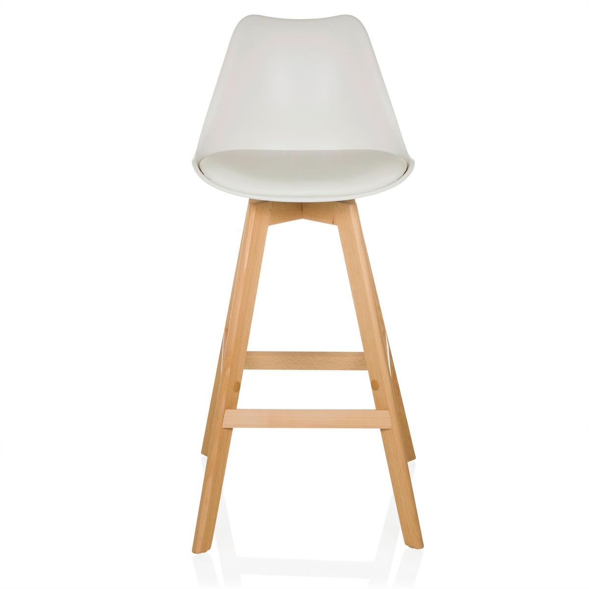 Barhocker-Set Scandi High Weiß B: 51 cm - Buchefarben/Weiß, MODERN, Holz/Kunststoff (51/99/51cm) - MID.YOU