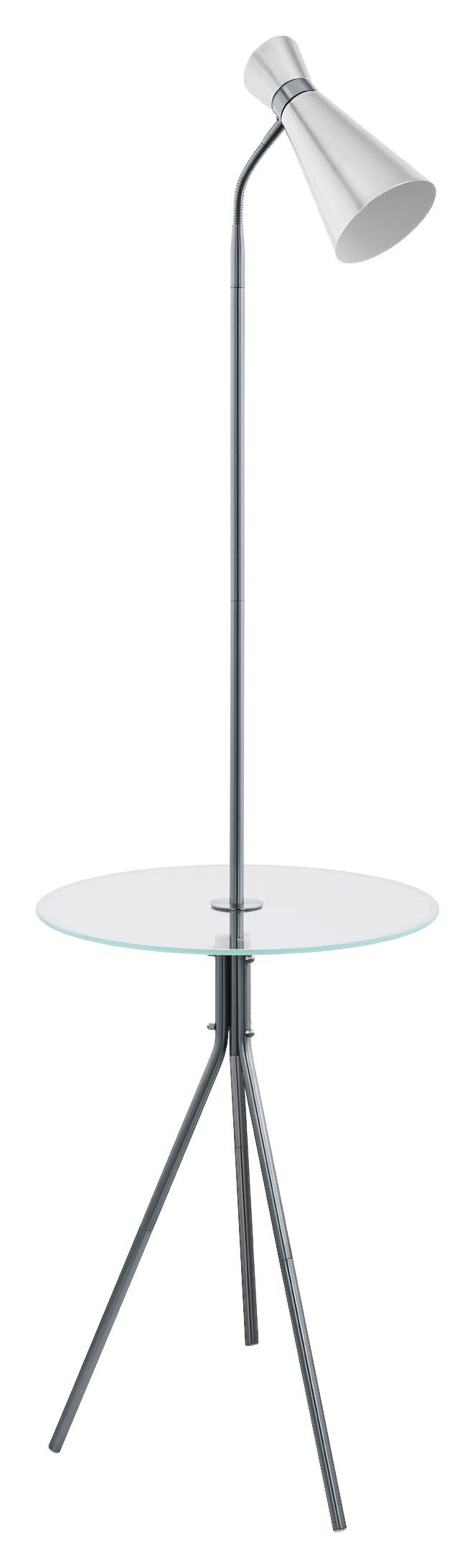 Stehleuchte Policara - Weiß/Nickelfarben, MODERN, Glas/Metall (46/158,5cm)