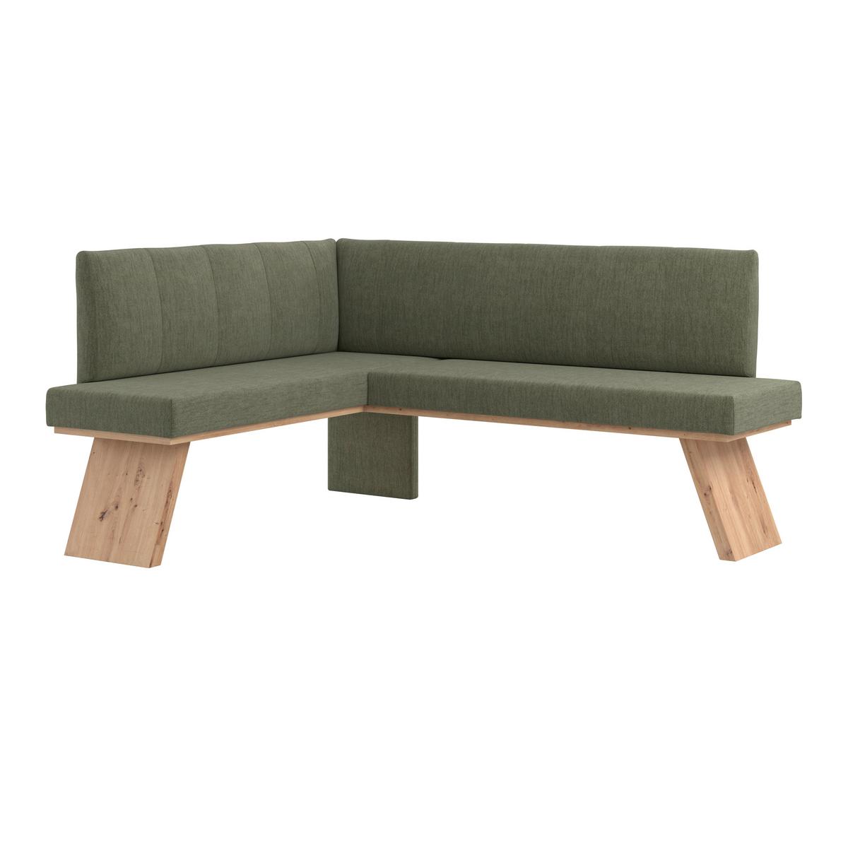 Eckbank Emma Ii Webstoff Grün, B: 150 Cm - Eichefarben/Grün, KONVENTIONELL, Holzwerkstoff/Textil (150/185cm)