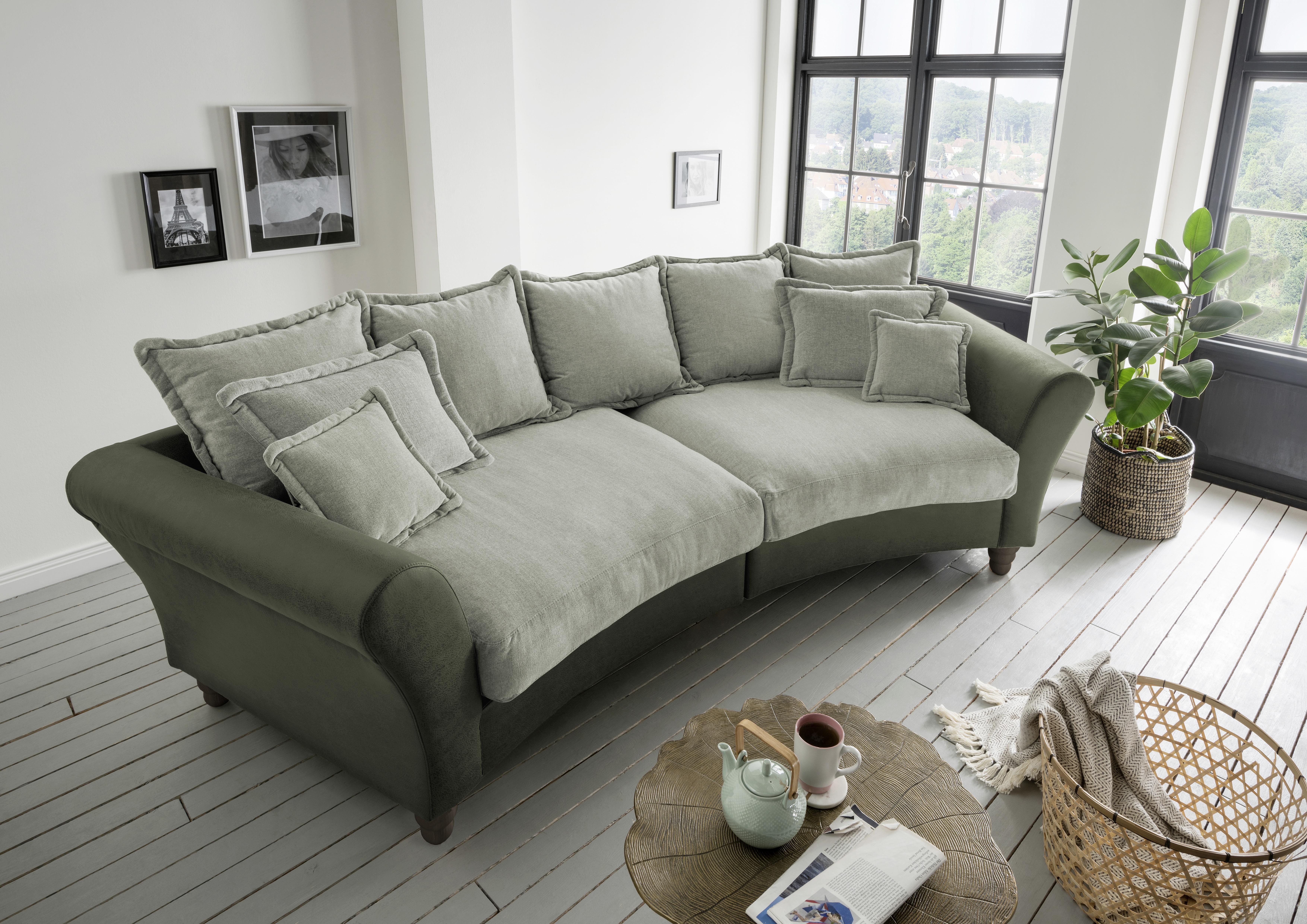Big Sofa Cordula mit Kissen B: 328 cm Grün-/Hellgrün - Buchefarben/Hellgrün, MODERN, Holz/Textil (328/98/134cm) - Livetastic
