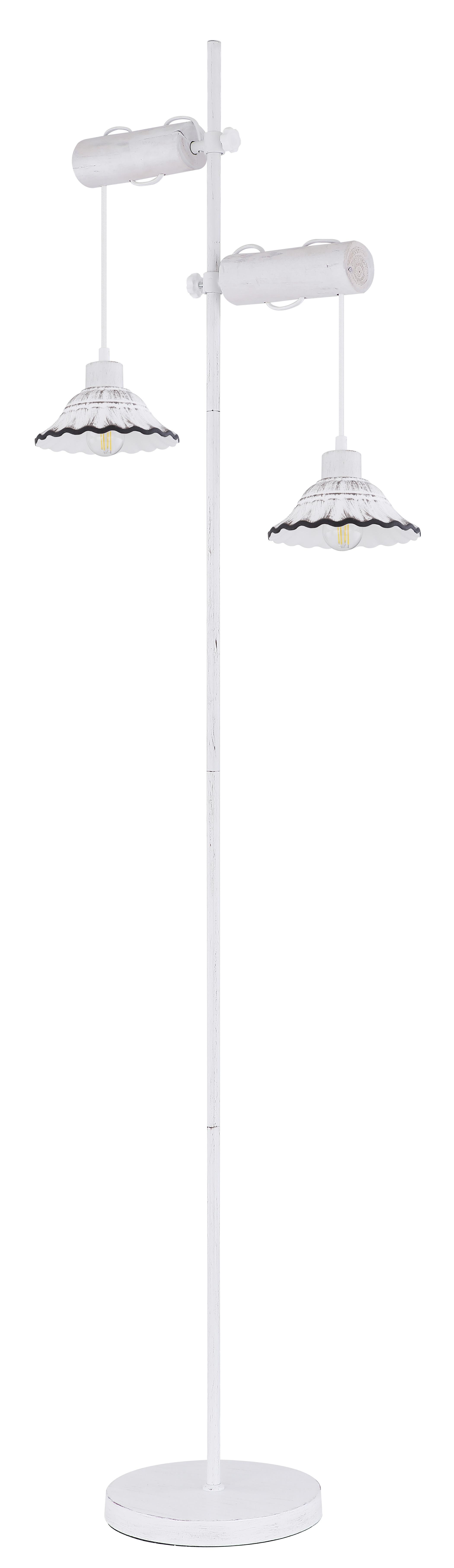 Stehlampe Holz Jowita H: 168cm Schwarz/Weiß, höhenverstellbar - Schwarz/Weiß, Basics, Keramik/Holz (52/25/168cm) - Globo