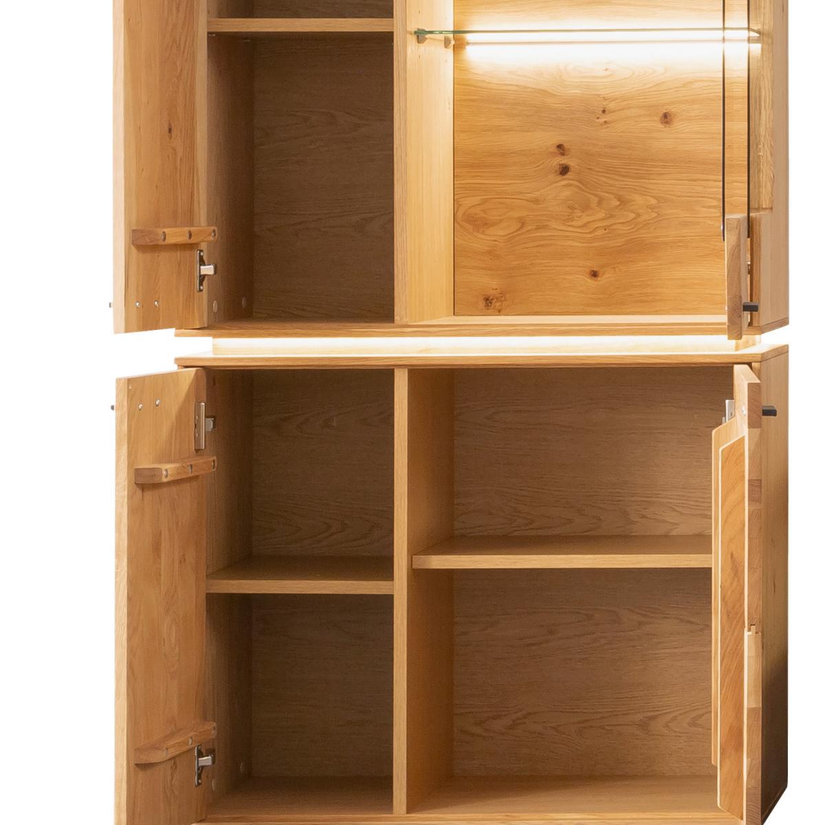 Wohnkombination Massiv 3-Tlg. Como Wildeiche - Wildeiche, Natur, Glas/Holz (276/202/51cm) - MID.YOU