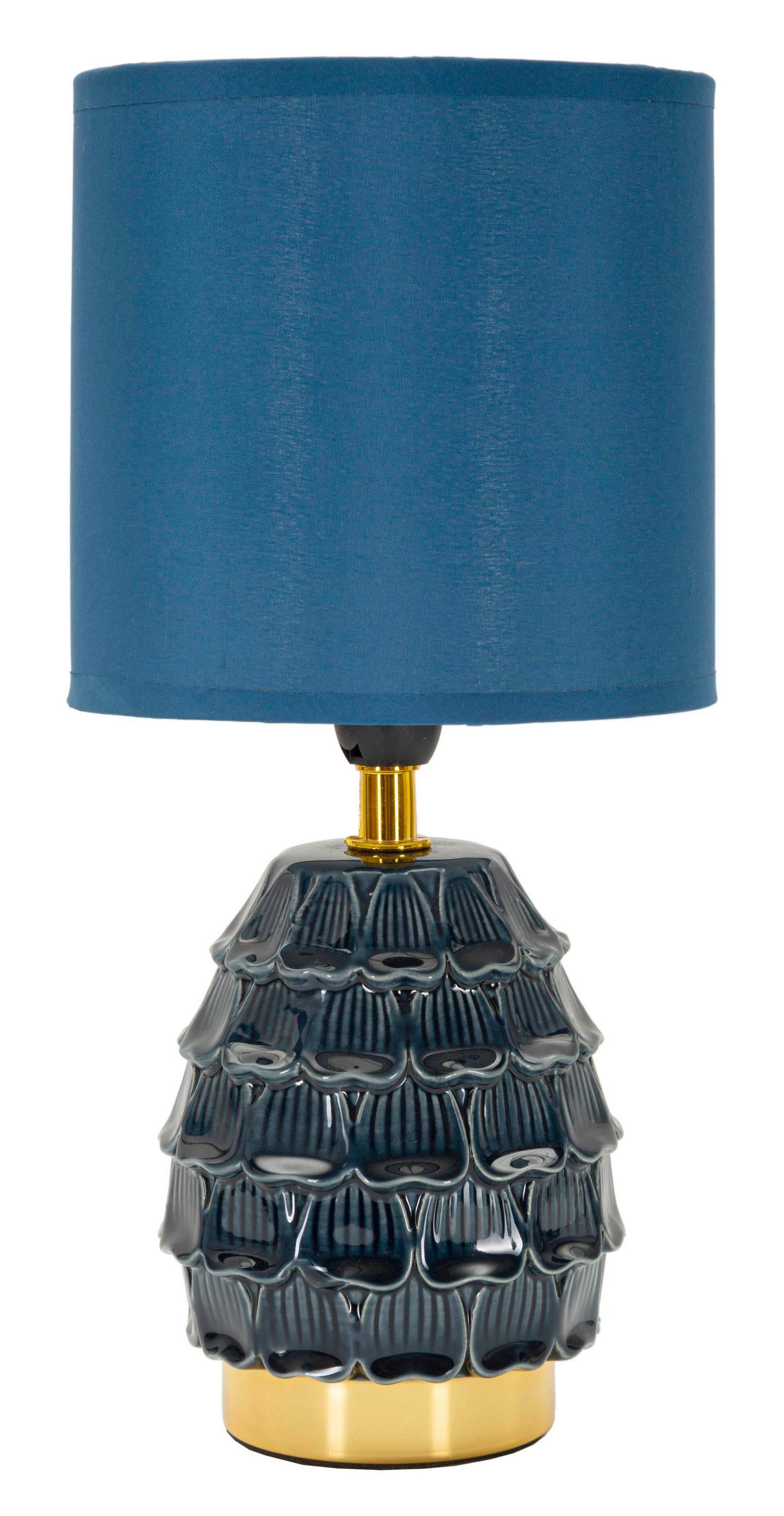 Tischleuchte Pigny Blue Blau B: 15 cm - Blau, Basics, Keramik/Textil (15/30.5/15cm)