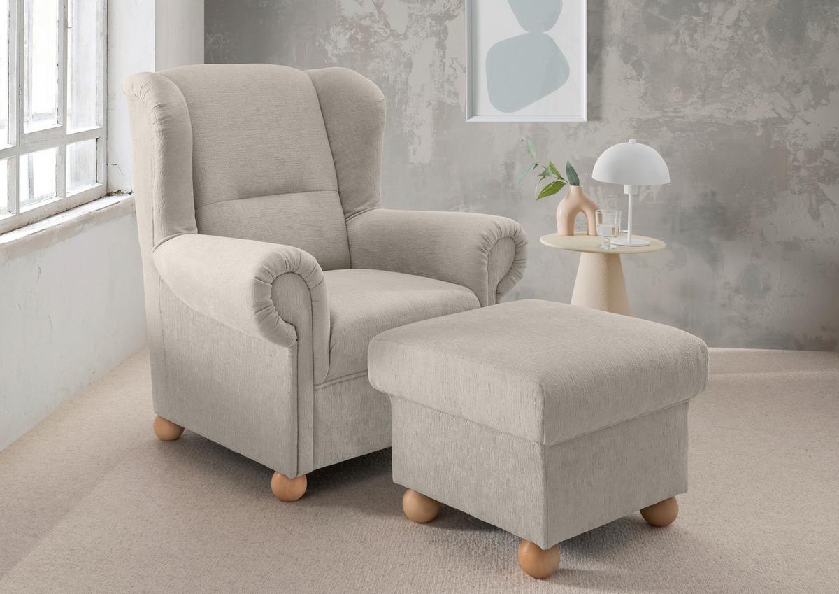 Ohrensessel Torello Weiß B: 92cm - Wildeiche/Weiß, KONVENTIONELL, Textil (92/102/89cm) - Livetastic