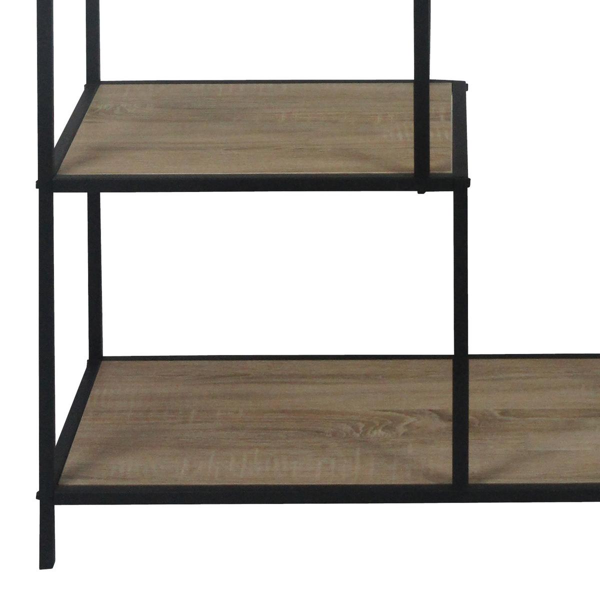 Regal aus Eisen Linz B: 77 cm Schwarz/Eiche Dekor - Schwarz/Naturfarben, MODERN, Holzwerkstoff/Metall (77/114/33cm)