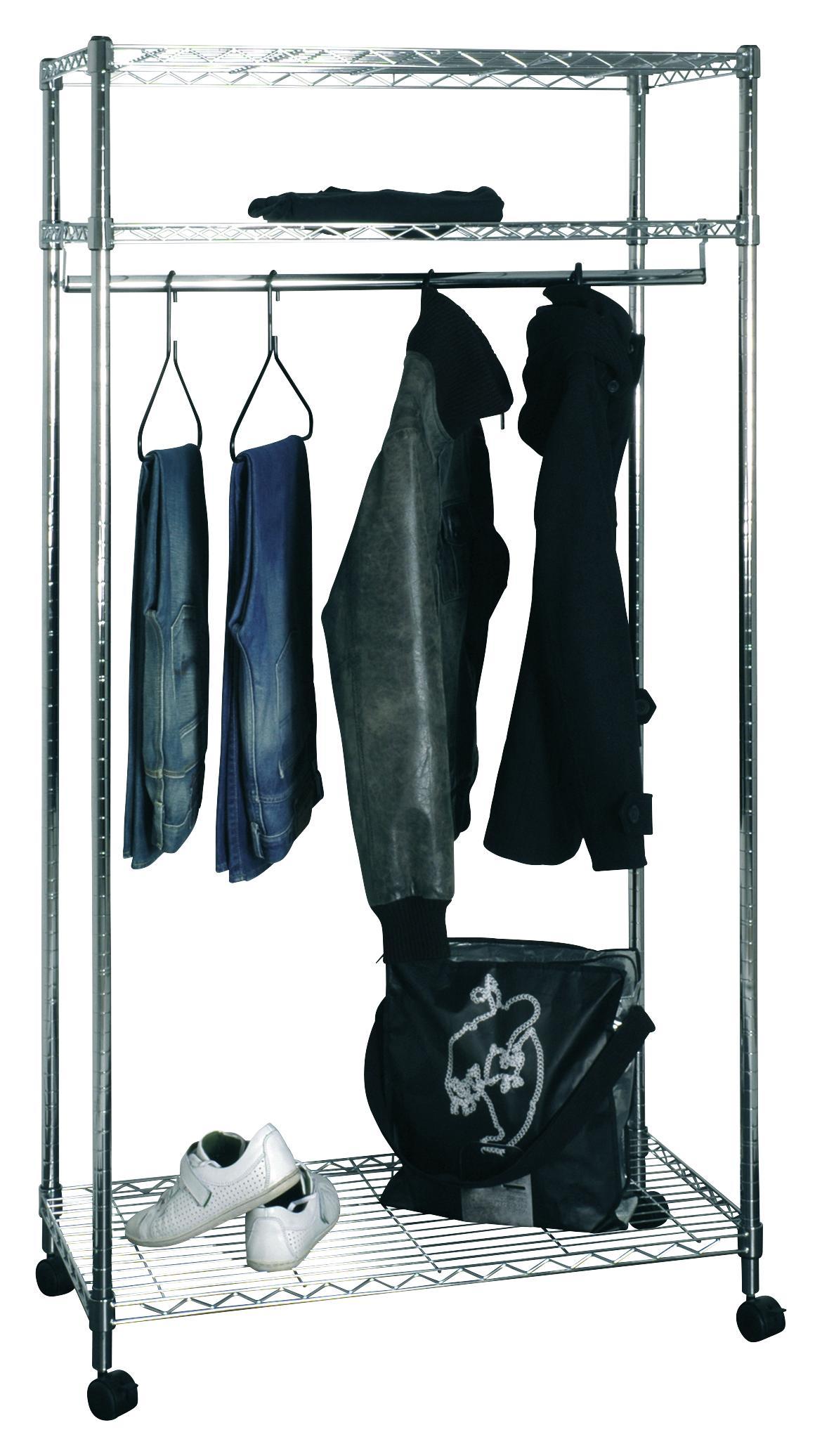 Kleiderwagen Carola mit Rollen - Chromfarben, MODERN, Kunststoff/Metall (90/187/45cm)