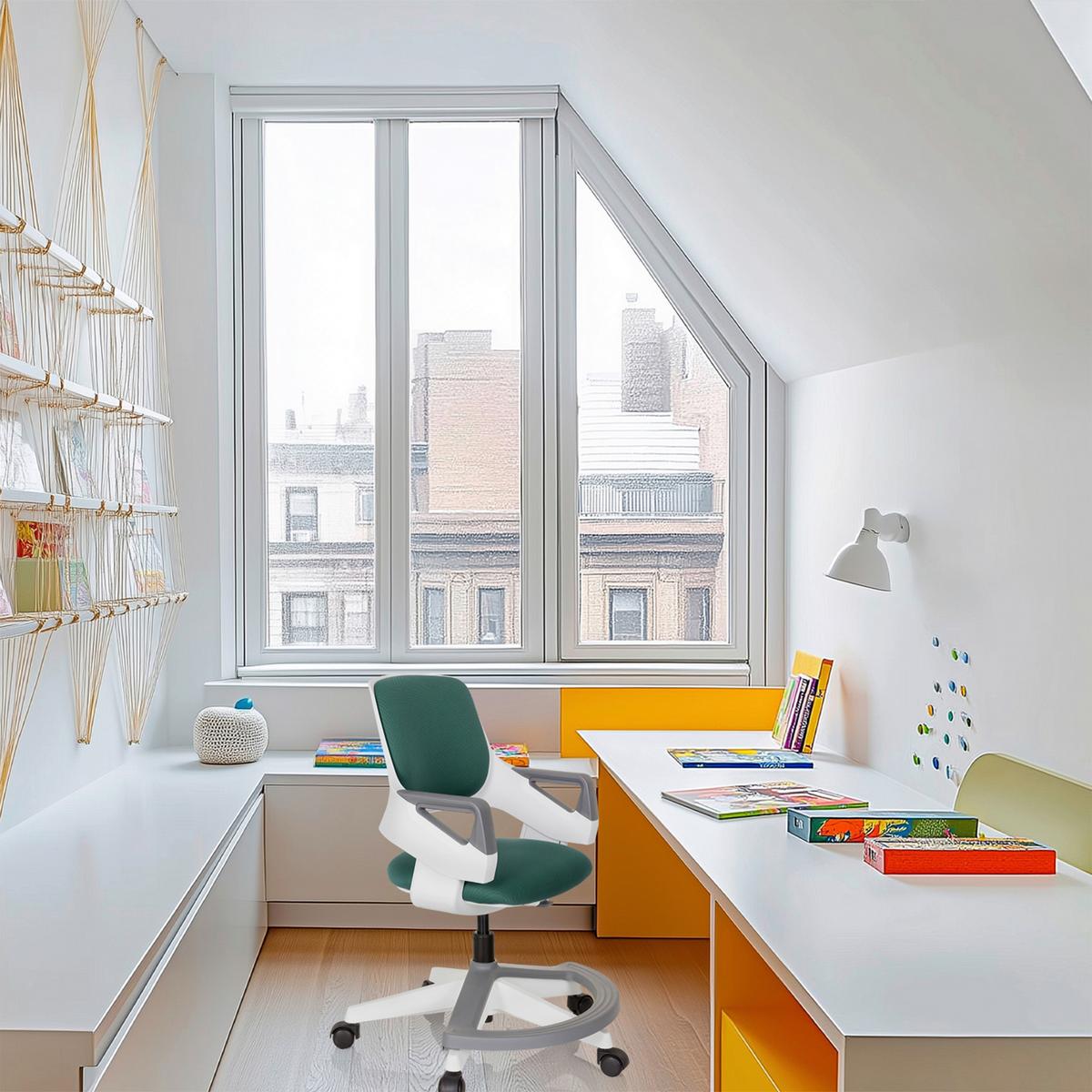 Jugenddrehstuhl Kid Flex Petrol B: 53 cm - Petrol/Weiß, MODERN, Kunststoff/Textil (53/80 - 93/60cm) - MID.YOU