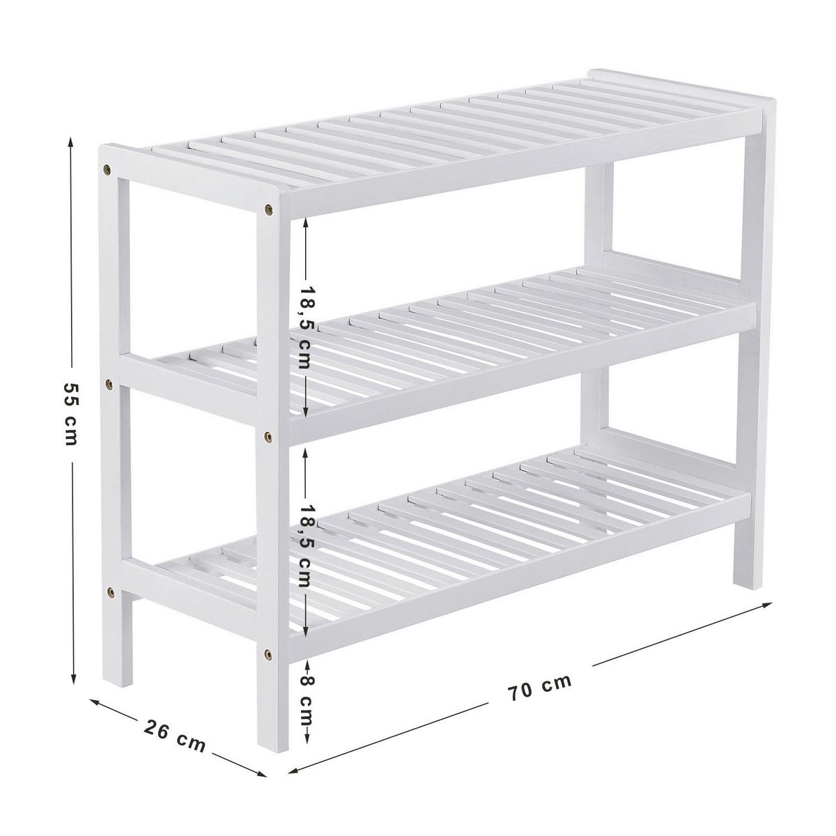 Regál na boty, bambus - bílá, Trend, dřevo (70/55/26cm) - Boxxx