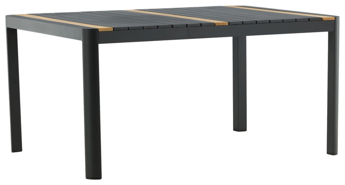 Gartentisch Togo Teakholz/Metall L 90 cm - Schwarz, KONVENTIONELL, Holz/Metall (90/75/150cm) - Gardenson
