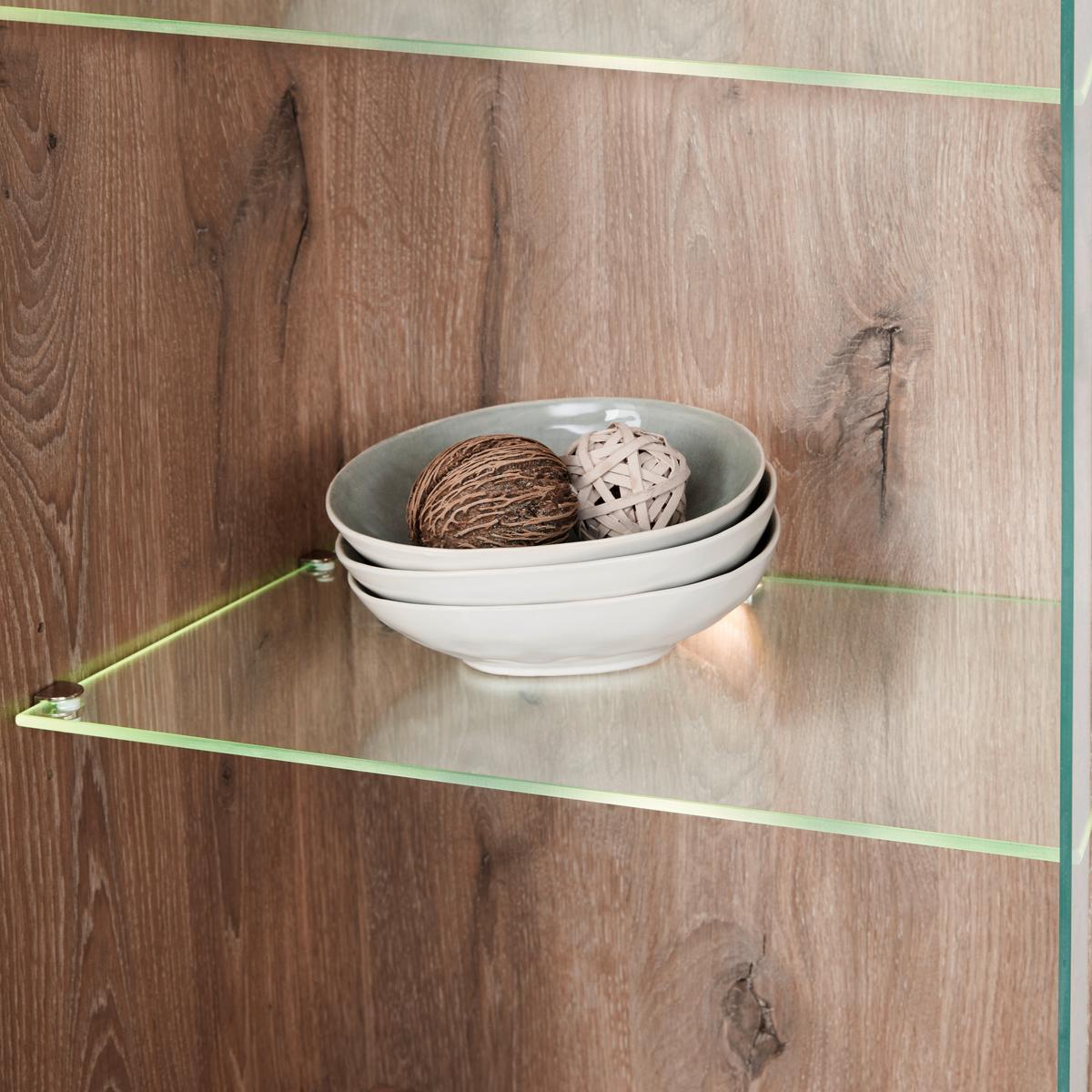 Vitrine Liverpool B: 87 Cm Mit Beleuchtung Weiß/eichef. - MODERN, Holzwerkstoff (87/129/38cm)