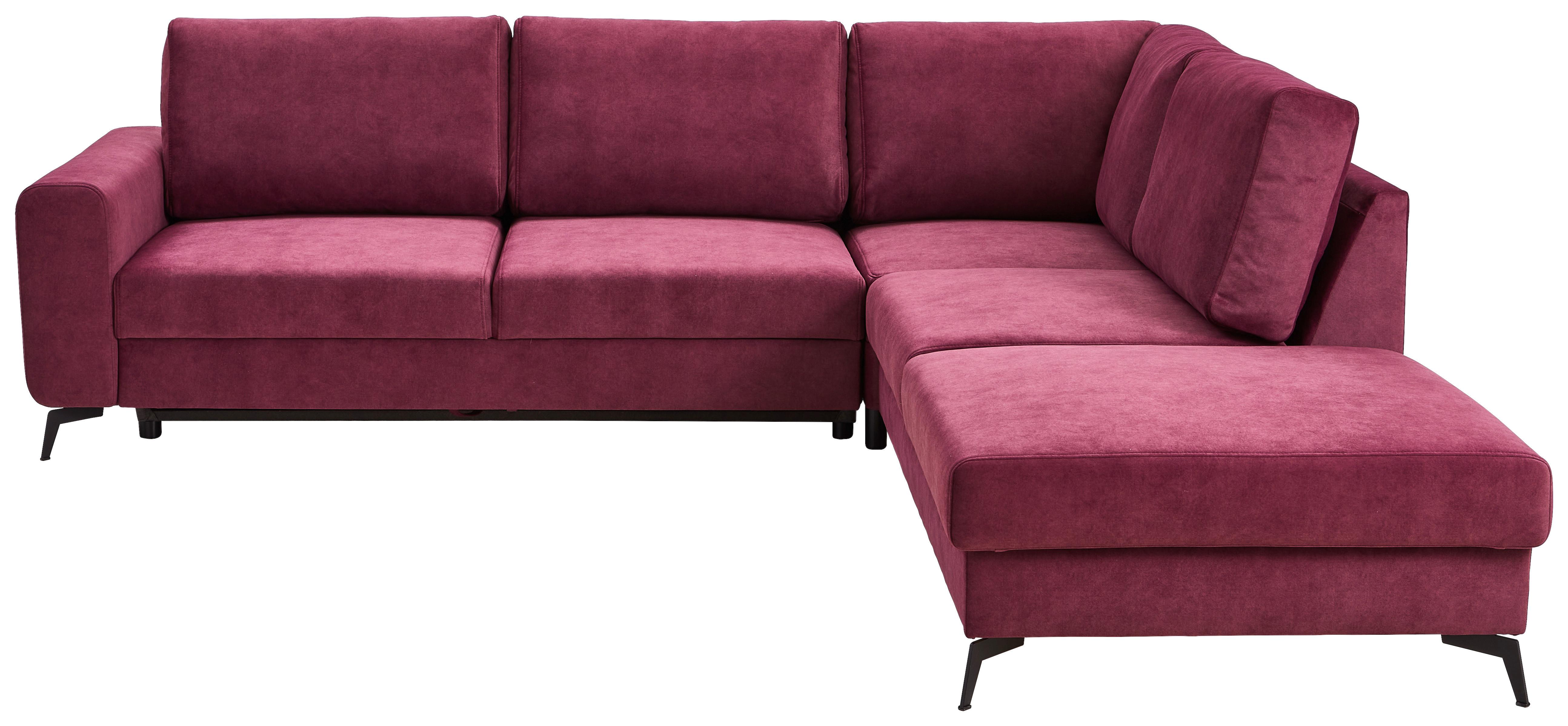 Ecksofa Mit Schlaffunktion Adesso Bordeaux Chenille - Bordeaux/Schwarz, KONVENTIONELL, Textil (275/257cm) - MID.YOU