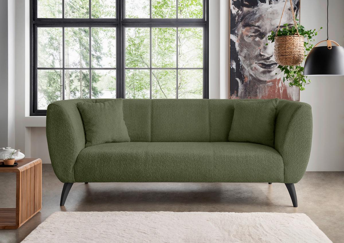 3-sitzer-sofa Colori Grün Rücken Echt - Schwarz/Grün, MODERN, Textil (208/83/88cm) - MID.YOU