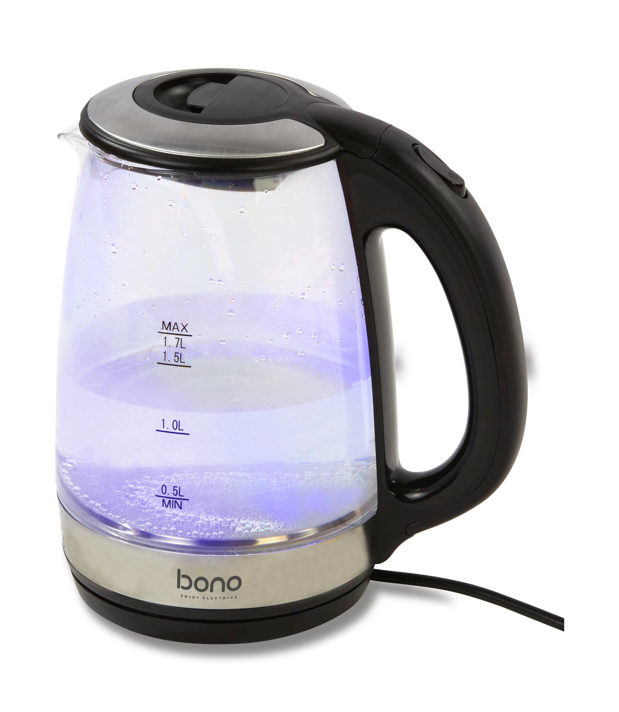 Vízforraló Manu - Átlátszó/Fekete, konvencionális, Üveg/Fém - Bono