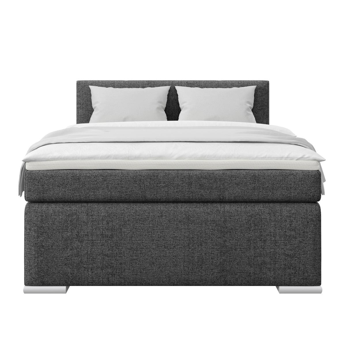 Boxpringbett Mira I Nordic, Lf: 140x200 cm - Alufarben/Graphitfarben, Basics, Textil (140/200cm)