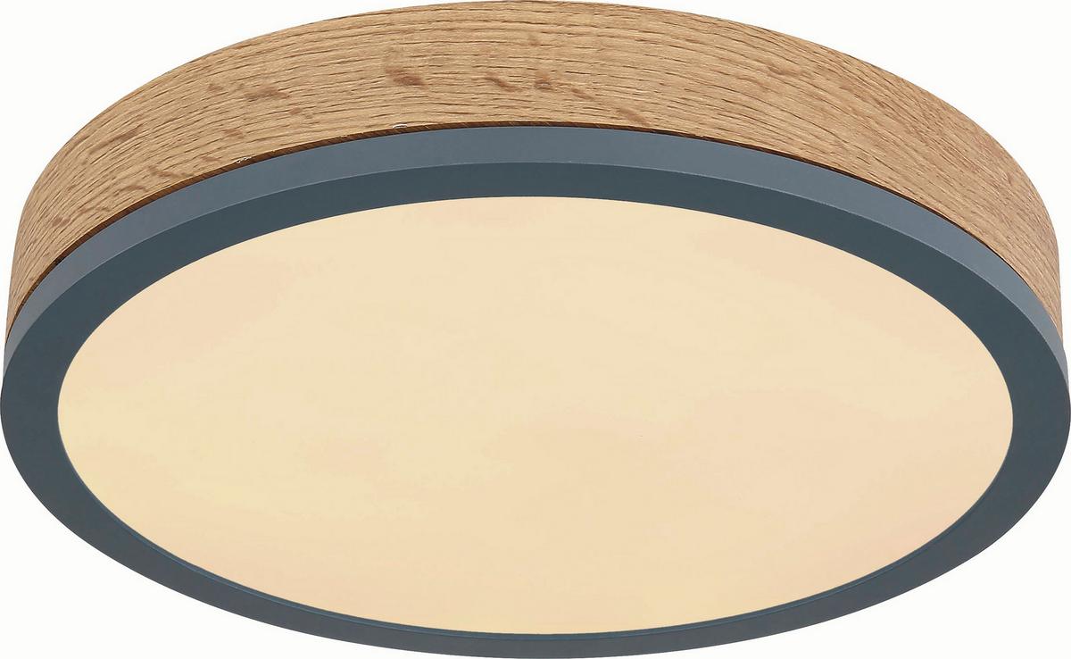 Led-deckenleuchte Edwin Ø 30 Cm Warmweißes Licht - Eichefarben/Opal, MODERN, Kunststoff/Metall (30/8,5cm) - Luca Bessoni