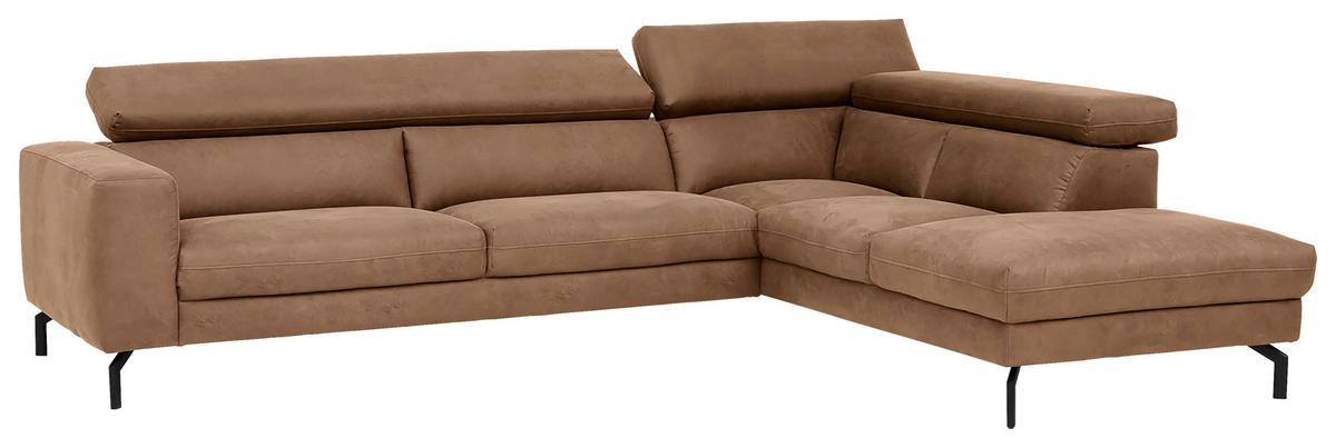 Ecksofa California - Schwarz/Braun, MODERN, Textil (305/233cm) - Trendmanufaktur