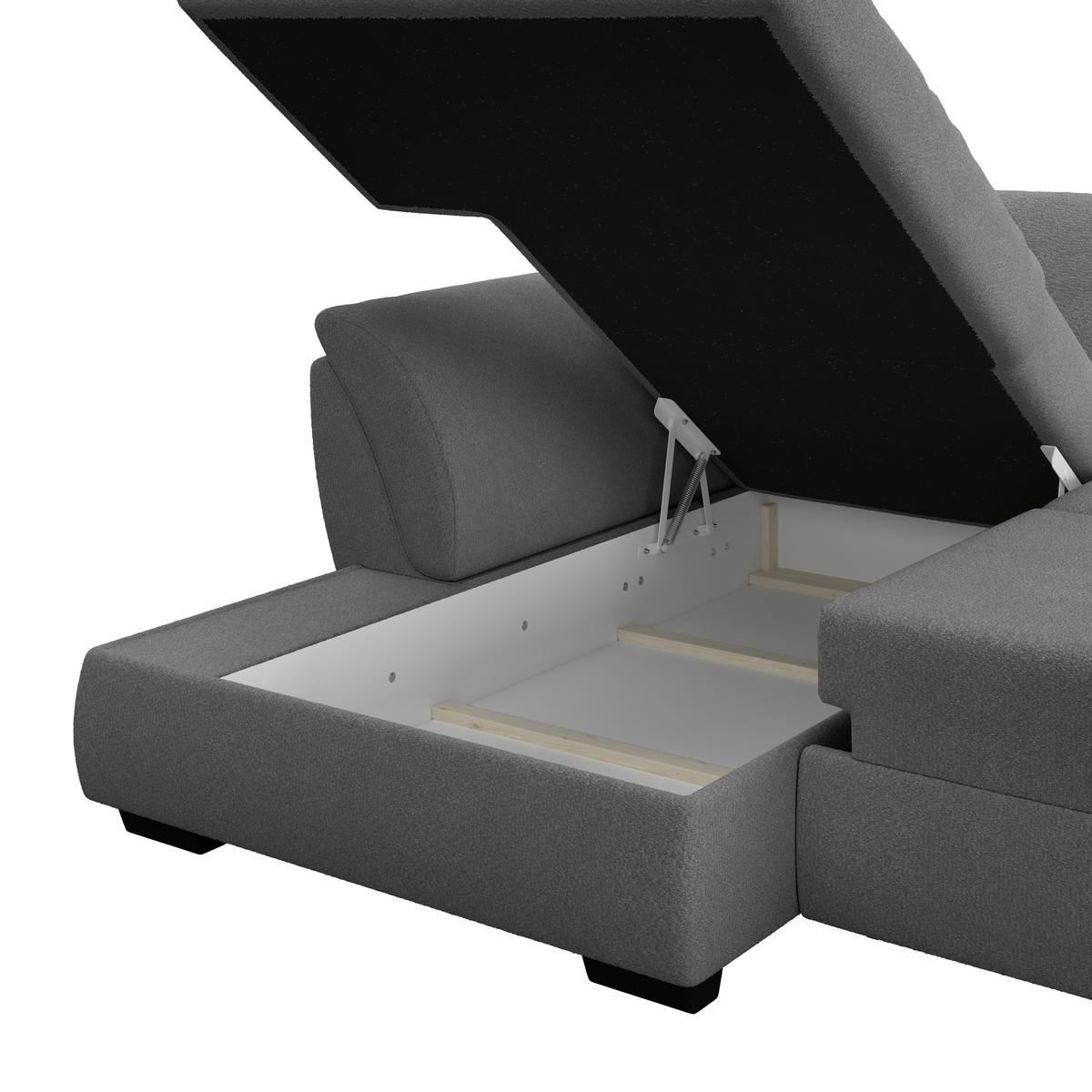 Rohová sedačka BERISSO, levá, antracitová tk. VINCI - černá/antracitová, Konvenční, textil/plast (187/278cm) - Ondega