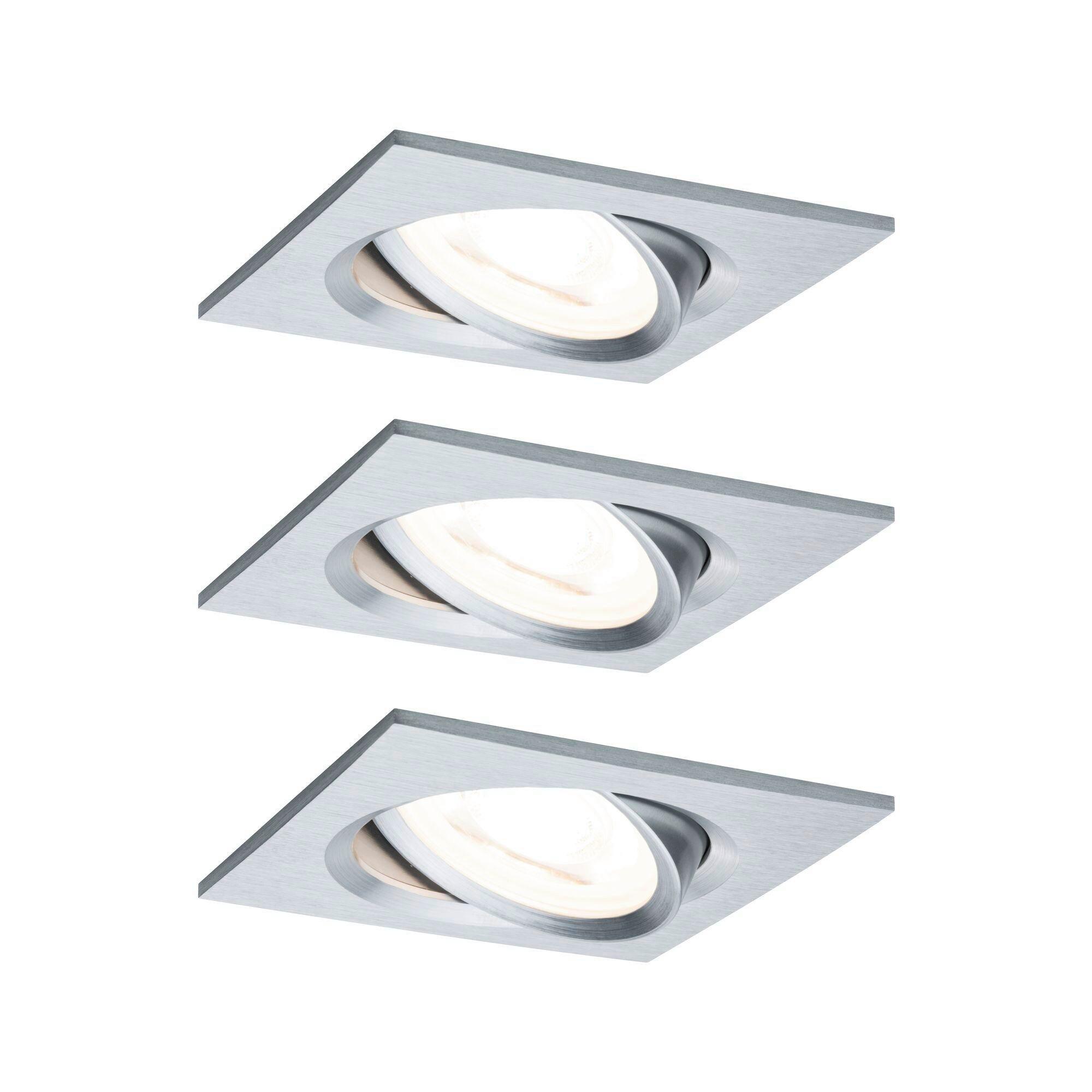 Led-deckenleuchte 3er-set L: 8,4 Cm, Rechteckig - Alufarben, Basics, Metall (8,4/8,4cm) - Paulmann