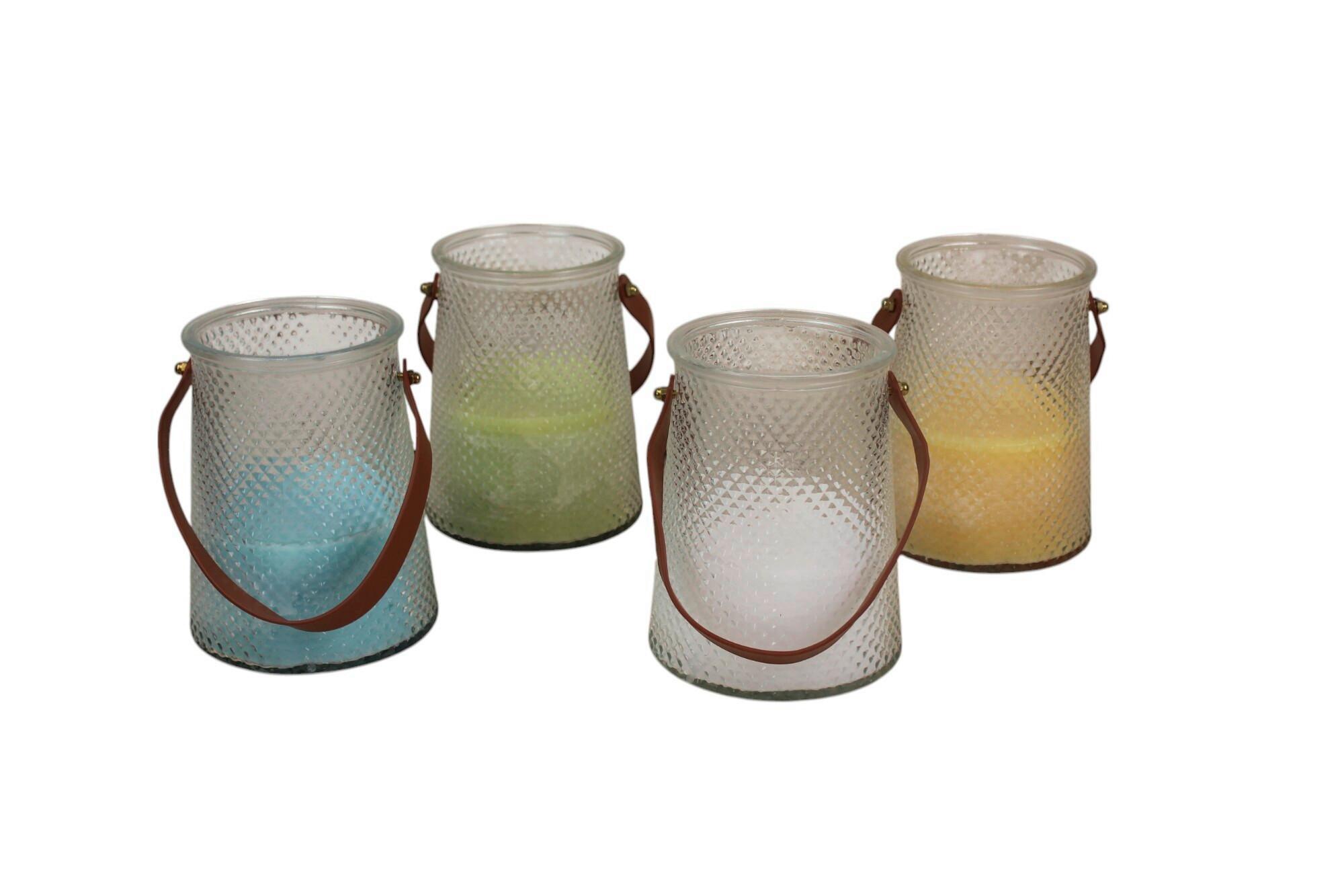 Windlicht Noah - Hellgelb/Limette, KONVENTIONELL, Glas/Naturmaterialien (12,8/16,5cm) - Luca Bessoni