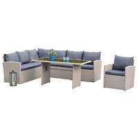 Gartenset Lanzarote - Grau, MODERN, Kunststoff/Textil - Gardenson
