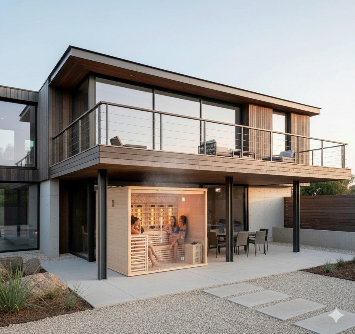 Infrarotkabine Kopenhagen Geeignet Für 4-5 Personen - Tannenholzfarben, Basics, Holz (200/210/200cm)