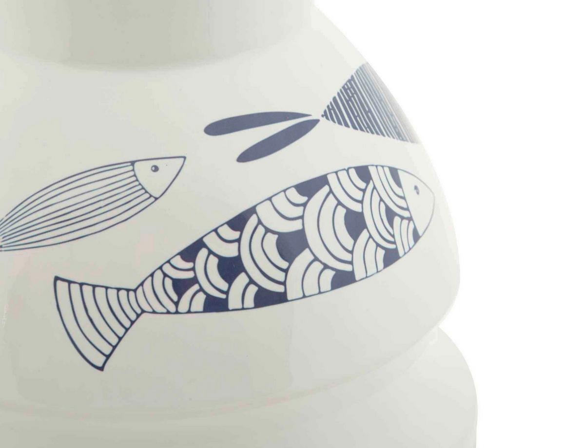Vase Fish Blau, Weiß B: 21 Cm - Blau/Weiß, Basics, Keramik (21/31/21cm)