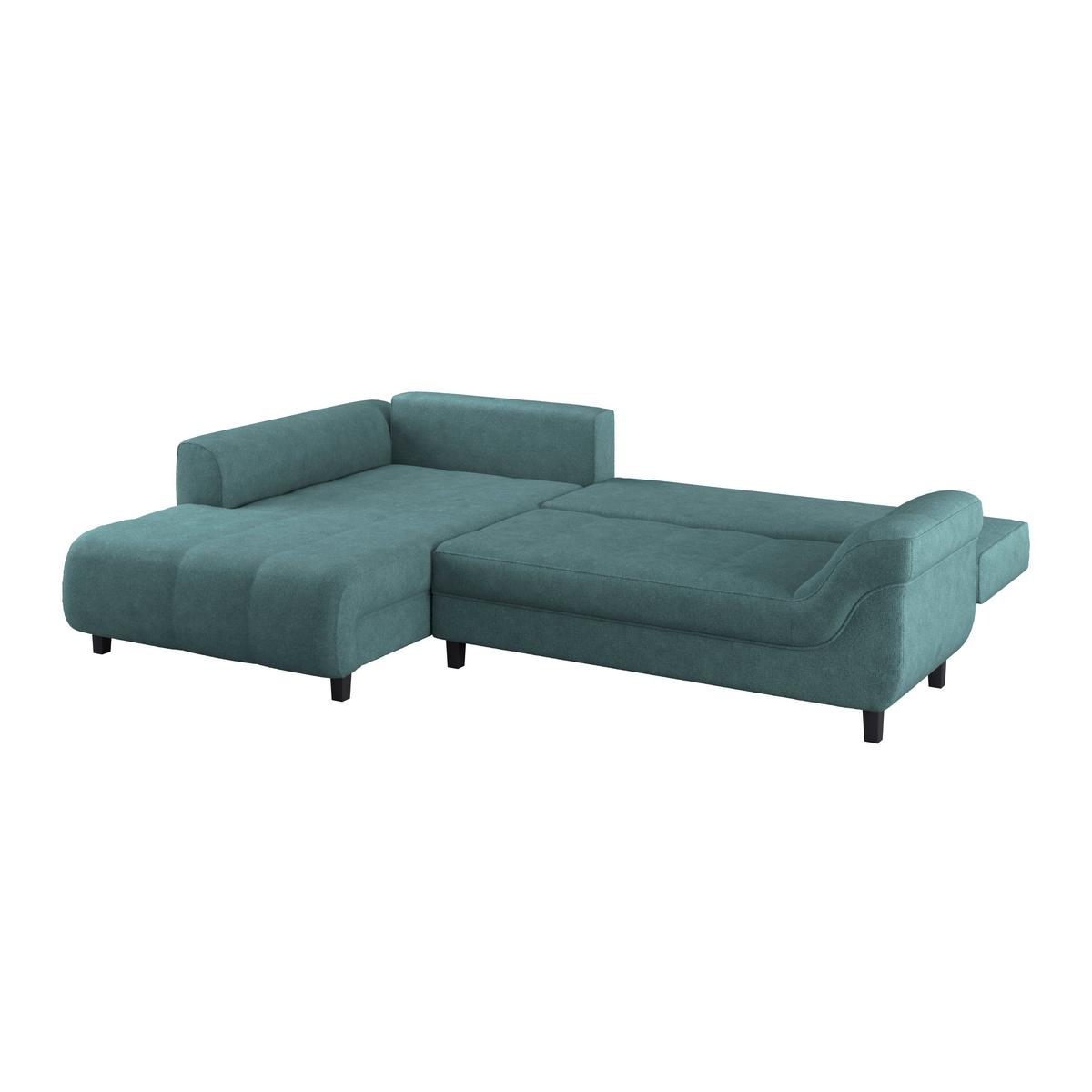 Ecksofa Mendoza - Petrol/Schwarz, Design, Textil (197/309cm) - Ondega