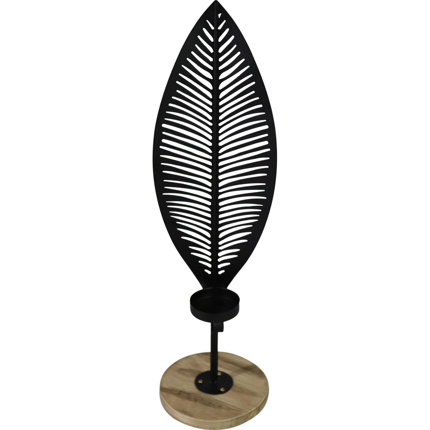 Dekofigur Feder H: 42 cm Aus Holz/Metall für Indoor - Schwarz/Naturfarben, Basics, Holz/Metall (12/42cm)
