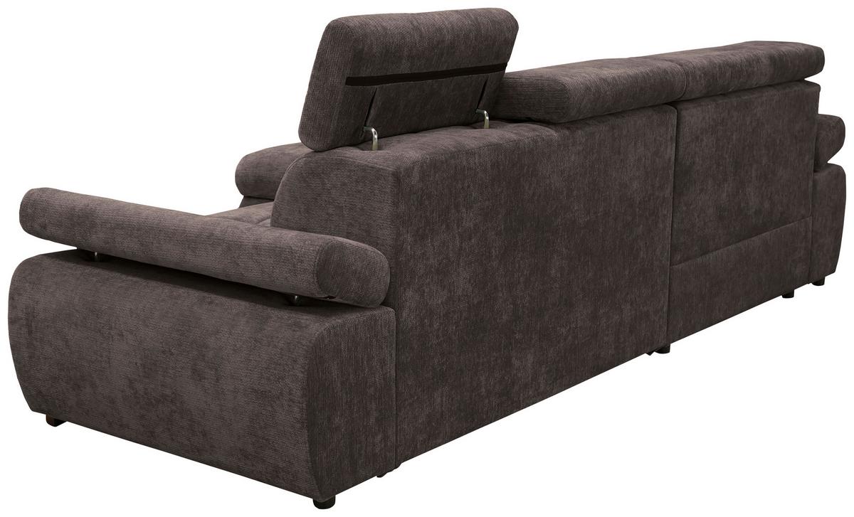 Rohová sedačka VEGAS, levá, tmavě hnědá žinylka - tmavě hnědá/černá, Design, dřevo/textil (173/294cm)