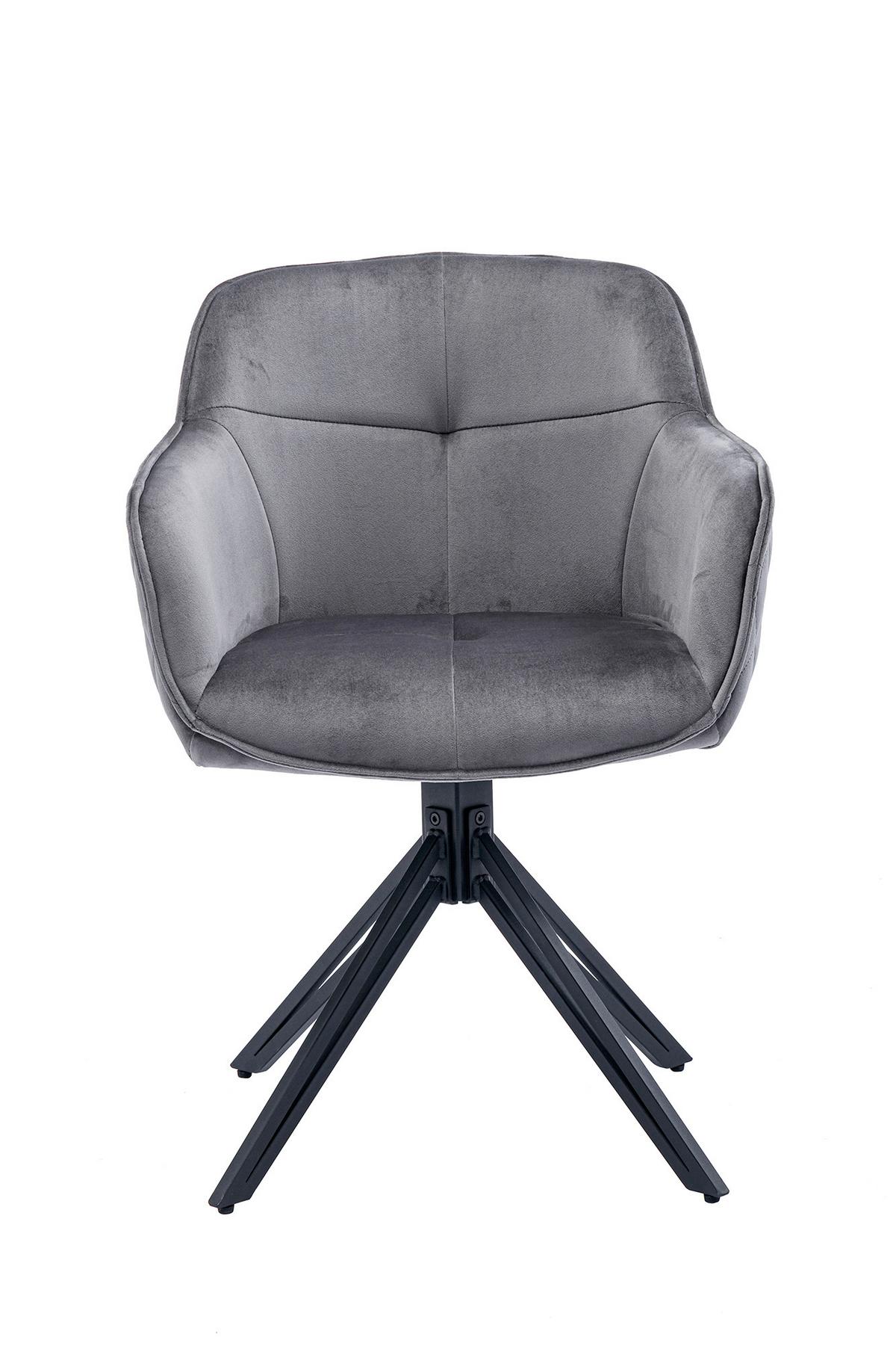 Armlehnstuhl Grau B: 59 Cm - Schwarz/Grau, MODERN, Textil/Metall (59/83/60cm) - Livetastic