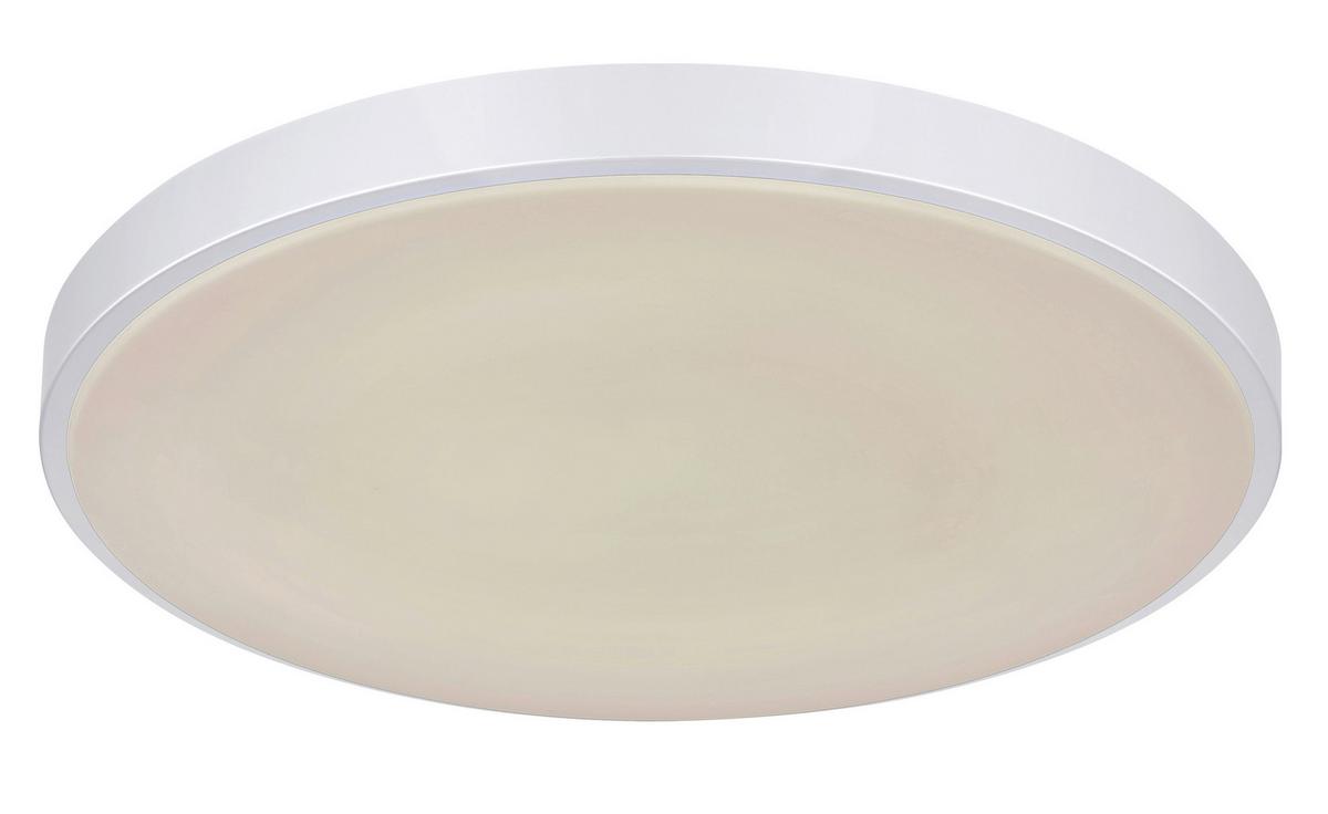 Led-deckenleuchte Ø 41 Cm Mit Farbtemperaturwechsler - Silberfarben/Opal, Basics, Kunststoff/Metall (41/6cm) - Globo