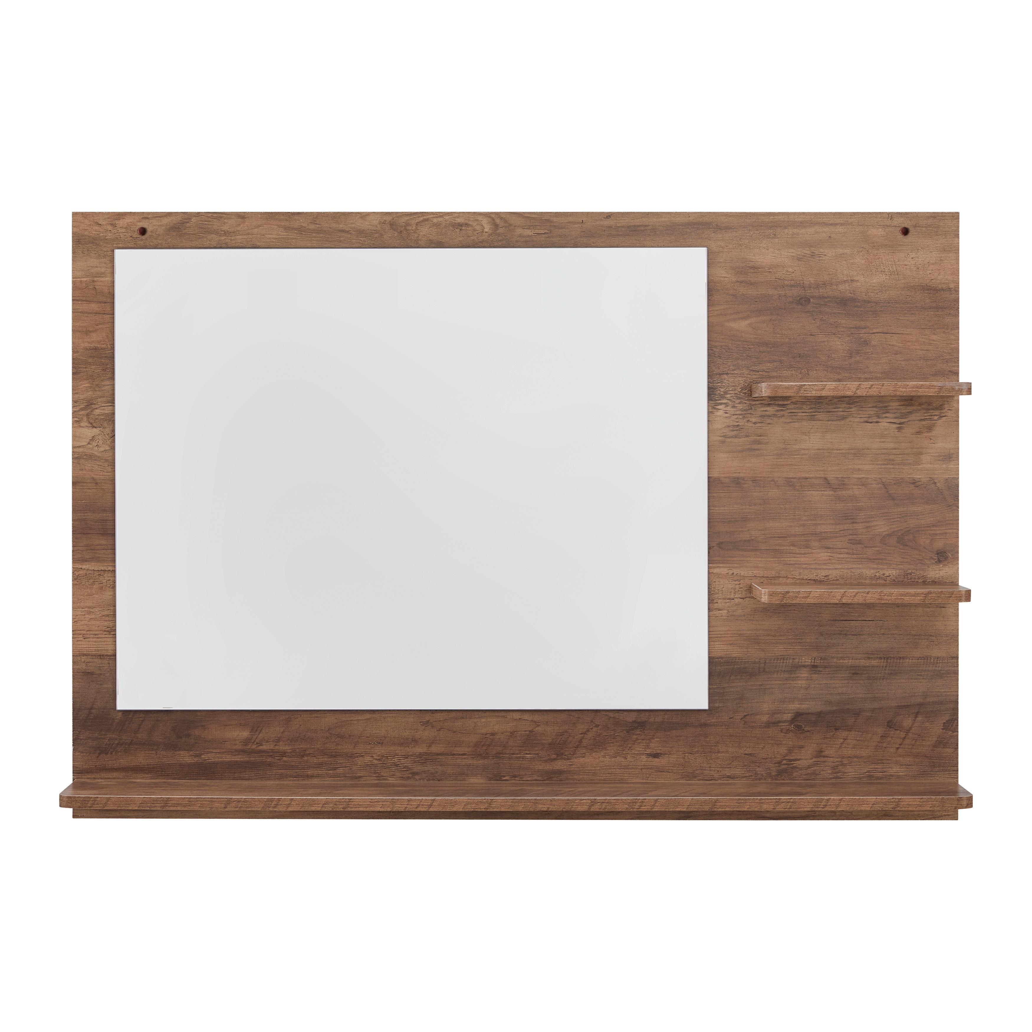 Kúpeľňové Zrkadlo Dell - prírodné farby, Moderný, kompozitné drevo/sklo (110/75/15cm) - Bessagi Home