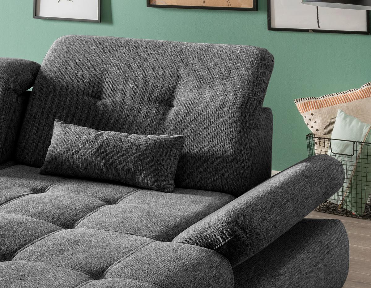Ecksofa Dalida Anthrazit S: 300x196 cm - Chromfarben/Anthrazit, Design, Textil (300/196cm) - Livetastic