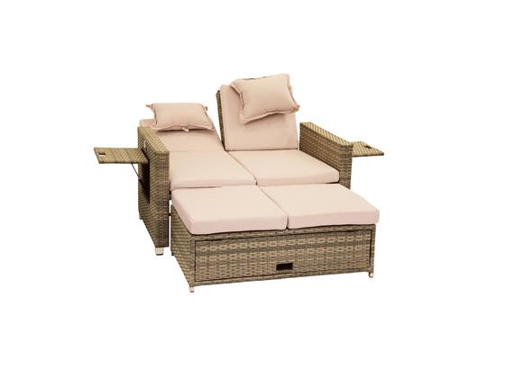 Multifunktions-loungesofa Bahia Twin Aus Polyrattan - Sandfarben/Grau, KONVENTIONELL, Kunststoff/Metall (121/84/180cm) - Greemotion Multifunktions-loungesofa Bahia Twin Aus Polyrattan - Sandfarben/Grau, KONVENTIONELL, Kunststoff/Metall (121/84/180cm) - Greemotion