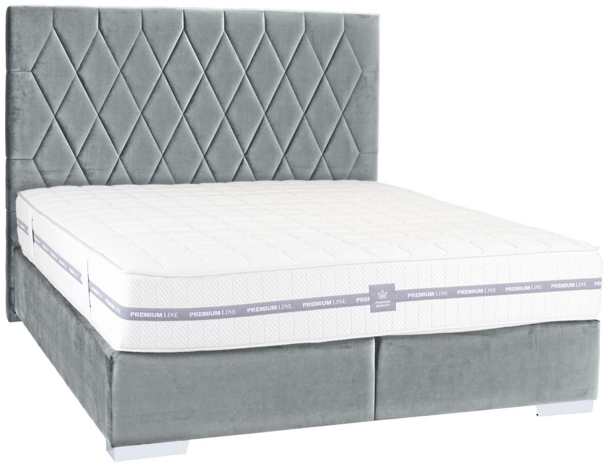 Boxspringbett mit Gepolstertem Kopfteil 160x200 cm Paula - Chromfarben/Anthrazit, MODERN, Textil (160/200cm)
