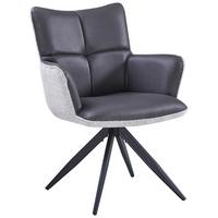 Armlehnstuhl Juno Hellgrau B: 65 cm - Hellgrau/Schwarz, MODERN, Textil/Metall (65/90/64cm) - Livetastic