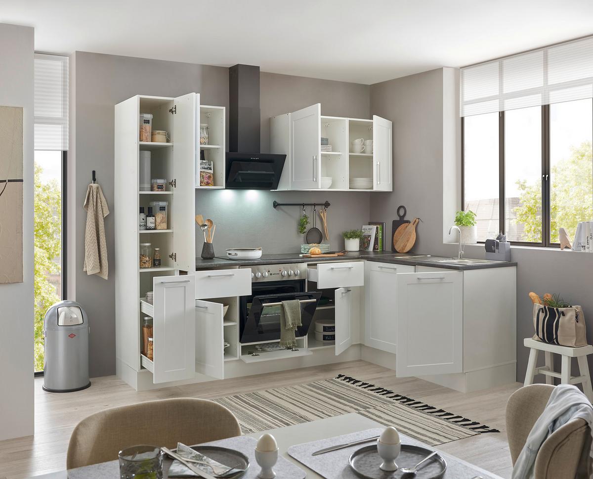 Eckküche Marseille L 250 White - Anthrazit/Weiß, Design, Holzwerkstoff (250/175cm) - MID.YOU