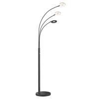 LED-Stehlampe Denkt dimmbar Schwarz 3 Leuchten - Schwarz, Design, Glas/Metall (45/185cm) - Fischer & Honsel
