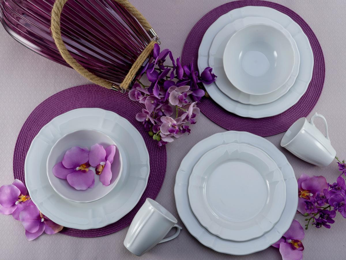 Kombiservice Porzellan 4 Personen Geschirr Set Weiß - Weiß, Keramik (34,5/28/29cm) - Creatable