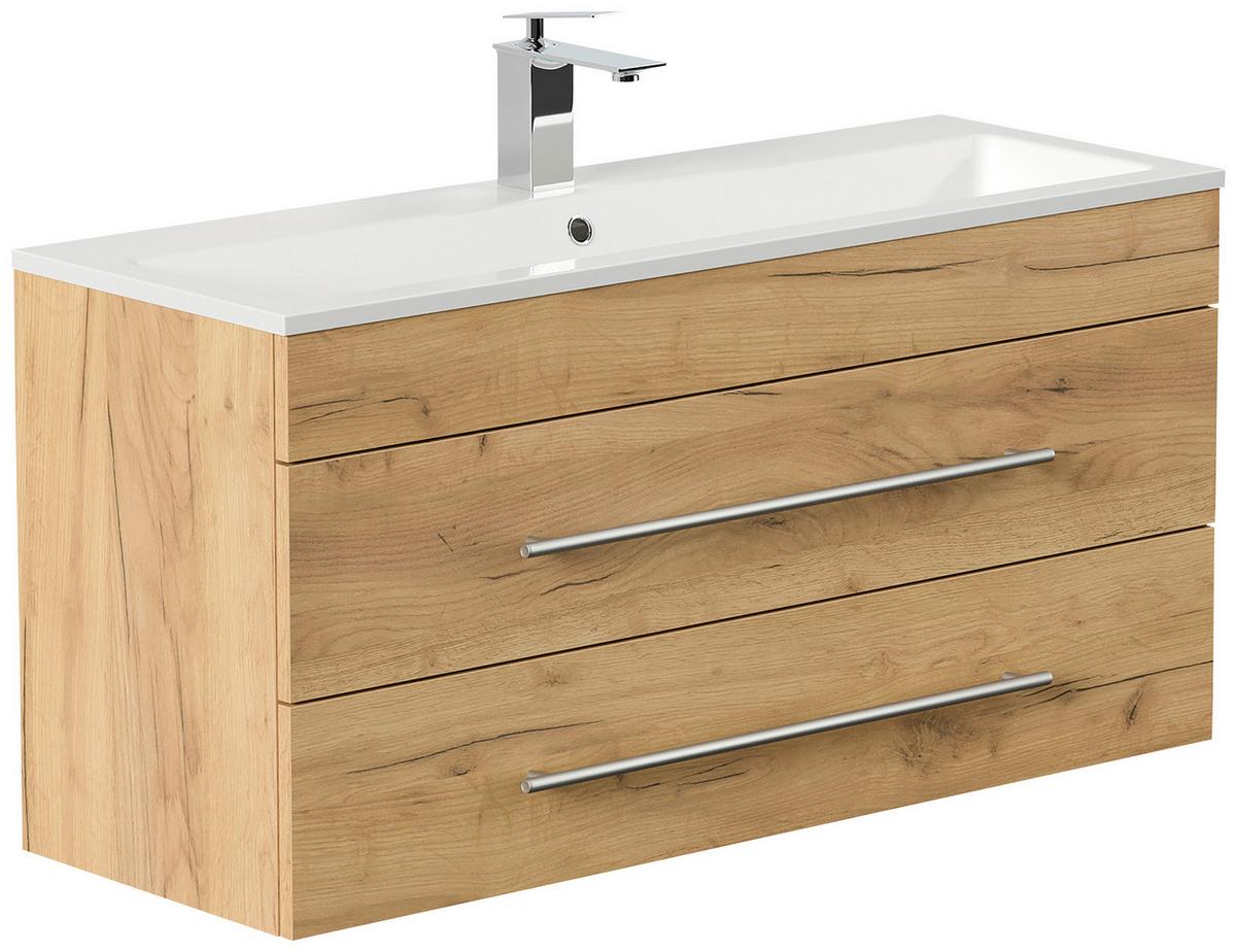 Badezimmer Portus Eiche Dekor B: 100 Cm - Eichefarben/Weiß, MODERN, Keramik/Holzwerkstoff (100cm) - MID.YOU