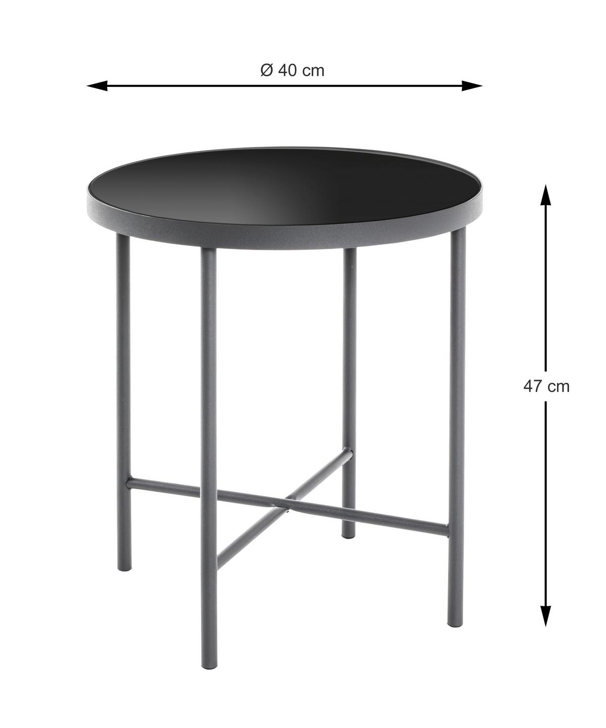 Beistelltisch Anthrazit/ Schwarz - Anthrazit/Schwarz, Basics, Glas/Metall (40/47cm)