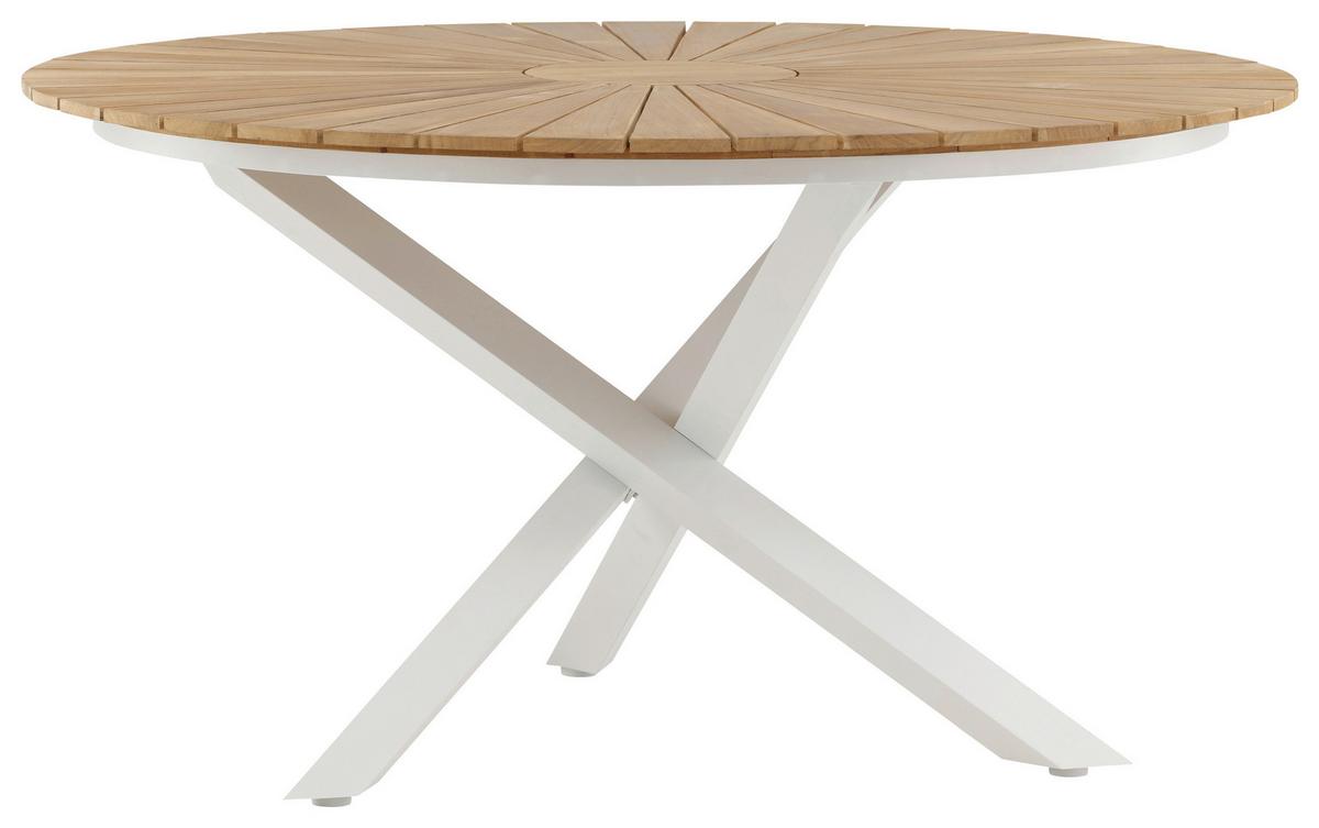 Gartentisch Mexico - Weiß/Teakfarben, KONVENTIONELL, Holz/Metall (140/140/75cm) - Gardenson