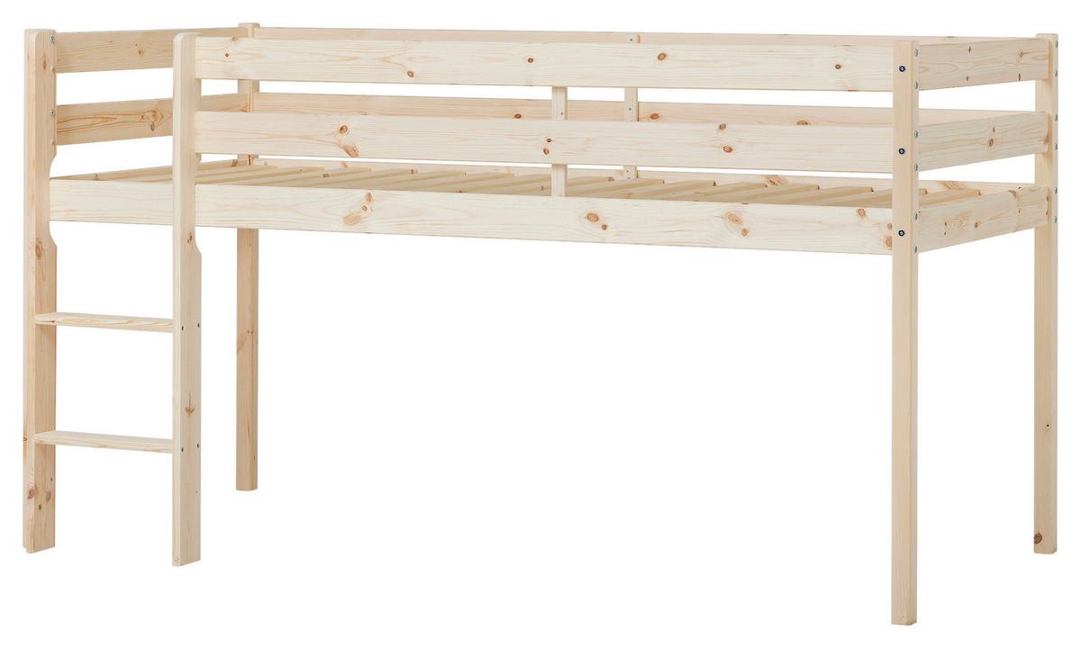 Hochbett Eco Comfort Kiefer Massiv, Lf: 90x200 cm - Naturfarben/Kieferfarben, MODERN, Holz (90/200cm) - MID.YOU